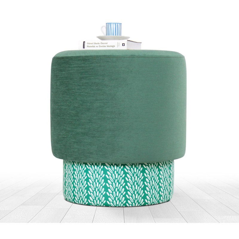 Pouf élégant pour salon moderne, 50% coton / 50% lin, 18,1 po de hauteur x 16,9 po de diamètre | 35 éponges orthopédiques 35 avec une épaisseur de 2,4 po | Parfait pour les sièges et les repose-pieds, design confortable et chic