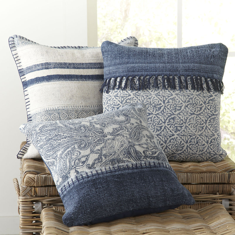 Tassels Cotton Throw Pillow, Down