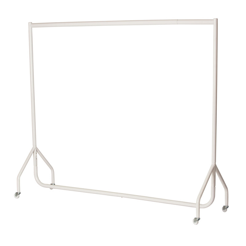 180cm Long x 150cm Tall Heavy Duty Rolling Clothes Rail Garment Storage Rack White