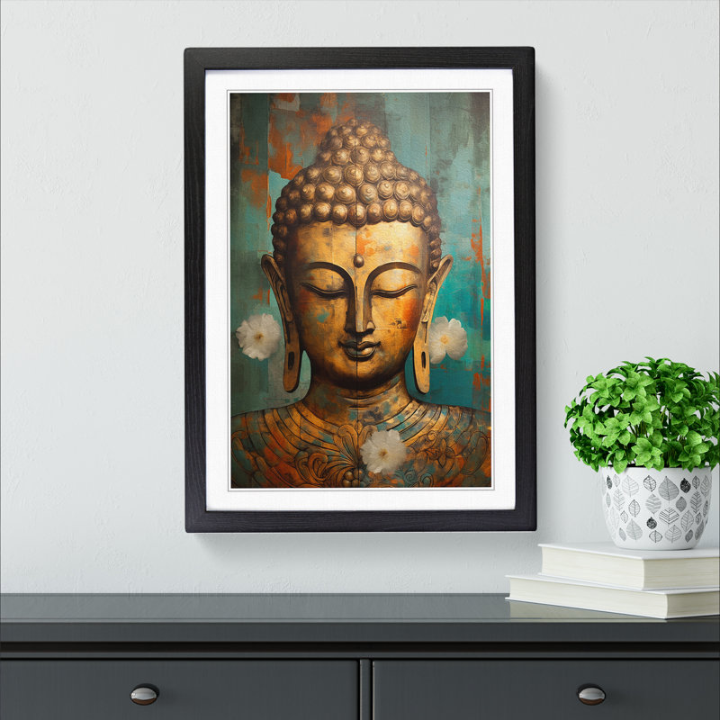 Buddha Art Deco Art - Framed Print, Black Framed, 46cm H x 34cm W x 2cm D