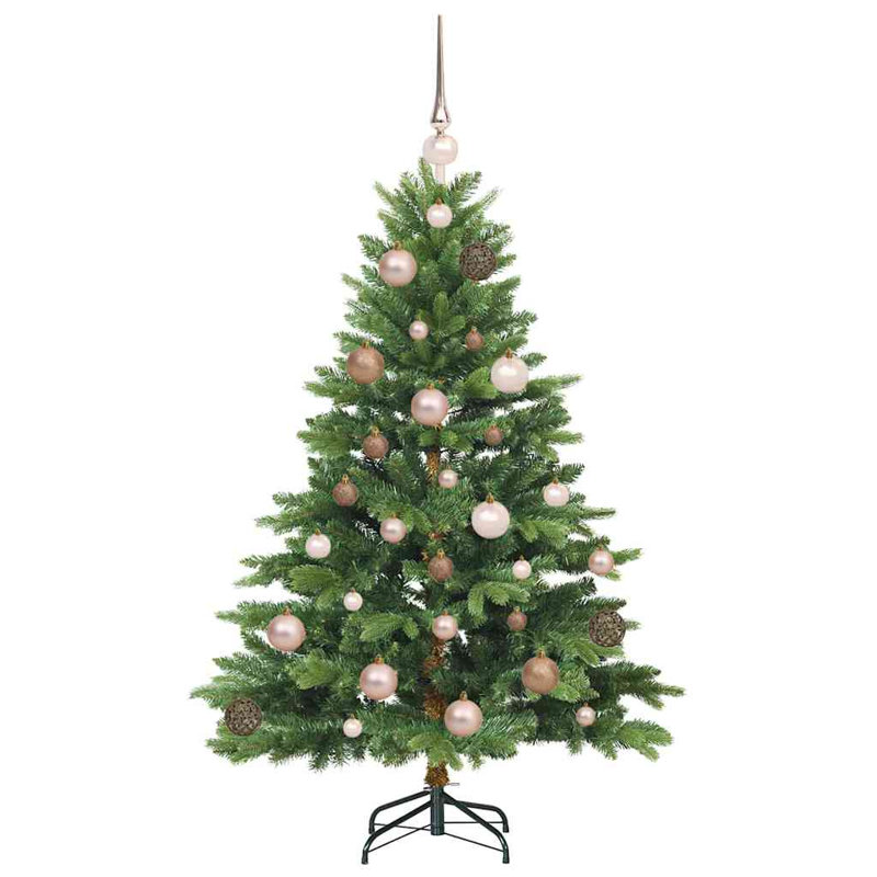 Artificial Christmas Tree with 150 LEDs Green PE and PVC, 3.94' H, Green/Brown/Ivory