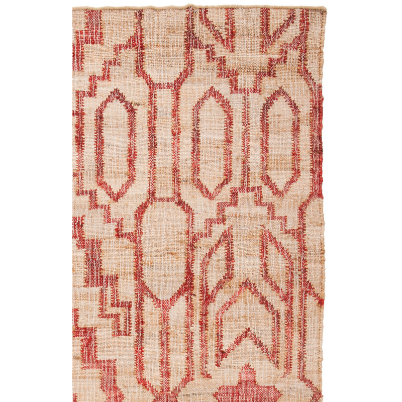 Tapis brun / rouge en jute / sisal tissé à plat Auben Southwestern, Rectangle 3 pi x 5 pi