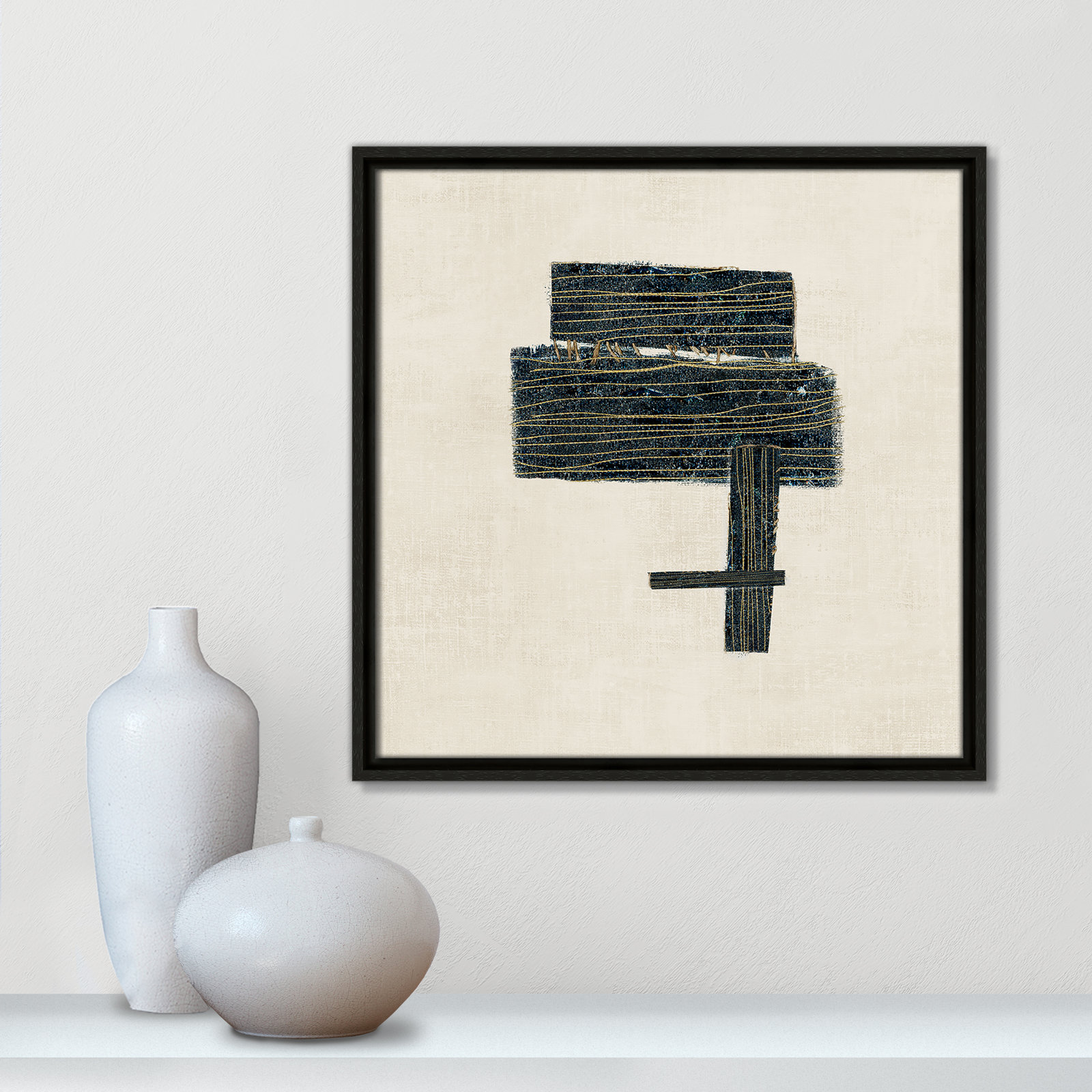 Copeland "Stitched I" Print, Espresso, 17.5" H x 17.5" W