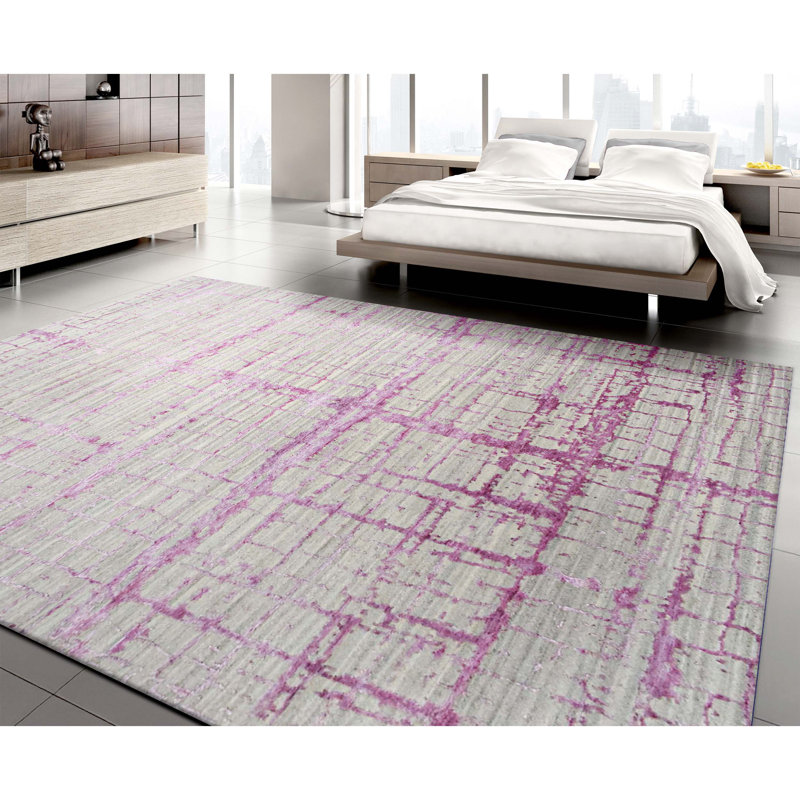 Abstract Area Rug in Pink, Rectangle 12' x 15'