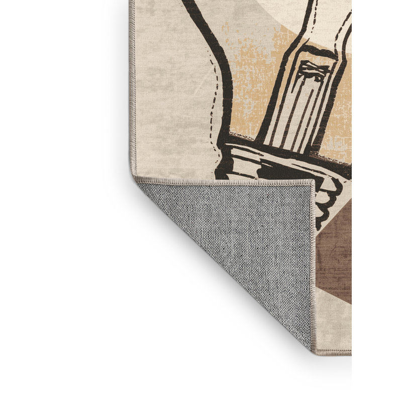 Tapis beige et beige moderne lavable à la machine, 4 x 2