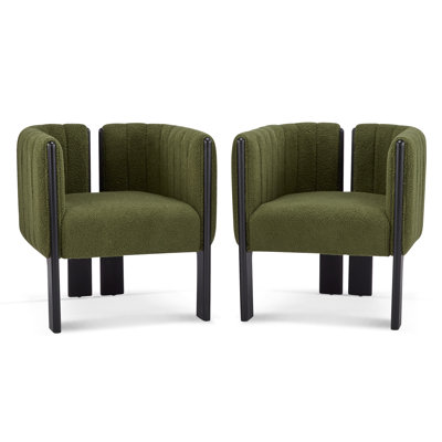 Liora Modern Bouclé Upholstered Accent Chairs With Rubber Wood Frame by NFusion