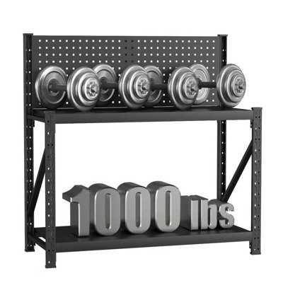 Storage Shelves With Pegboard,Heavy Duty Garage Shelving Units And Storage,Metal Shelving Adjustable Shelves,Garage Storage Rack,Industrial Utility Shelf For Kitchen,Pantry 47.2"H*47"W*19"D