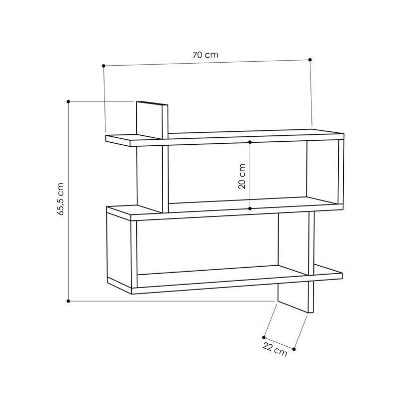 Argonaut Modern Wall-Mounted 2-Tier Floating Bookshelf, Anthracite