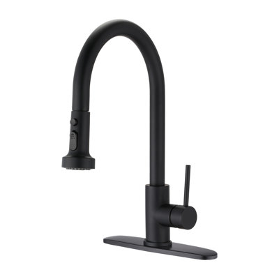 High Arc Pull Down Stainless Steel Kitchen Faucet Matte Black Elegant Design With Soap Dispenser For Modern Kitchens