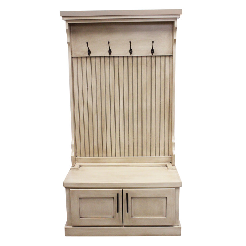 Brandley Hall Tree 37.5'' Wide with Bench and Shoe Storage, Dark Blue