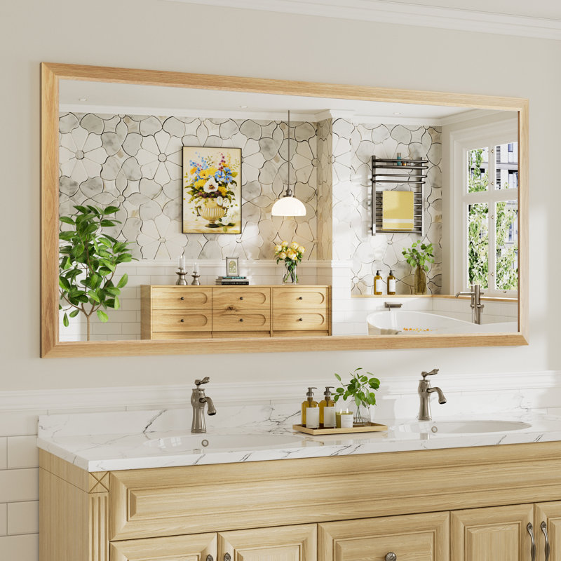 Miroirs de salle de bain modernes et contemporains en métal biseauté rectangulaire / carré avec verre trempé HD