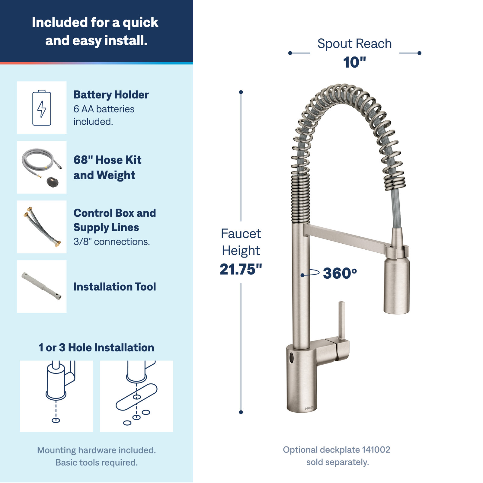 Moen Align MotionSense Spring Faucet, Spot Resist Stainless
