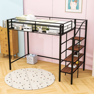 Etowah Metal Loft Bed with Lateral Storage Ladder