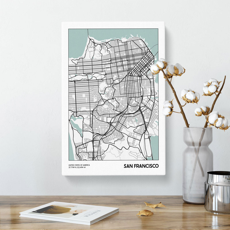 Map San Francisco USA - Wrapped Canvas, 60cm H x 40cm W x 3cm D