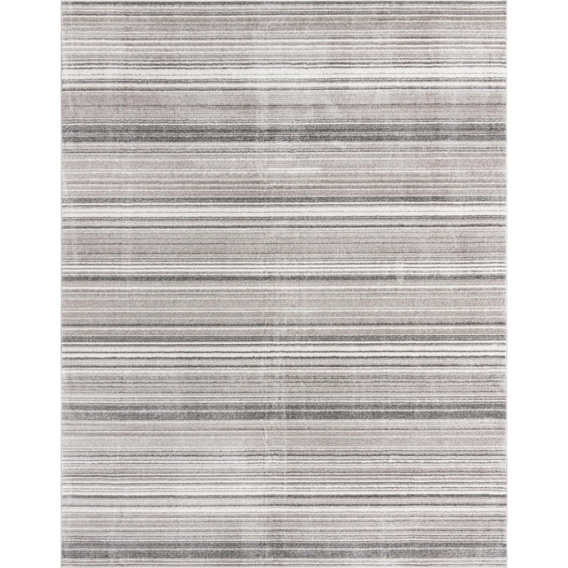 Tapis rayé Osteen, Rectangle 9 pi x 12 pi, Gris