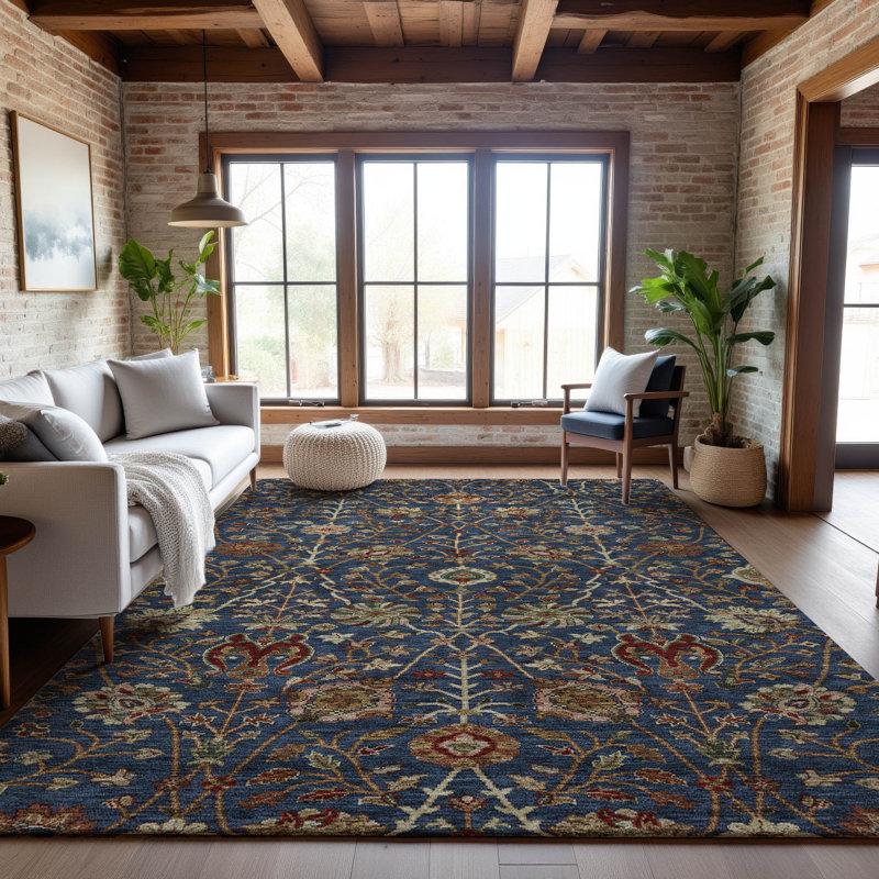 Premium Machine Washable Dahl AMF1085 Floral Rug, Rectangle 10' x 14'