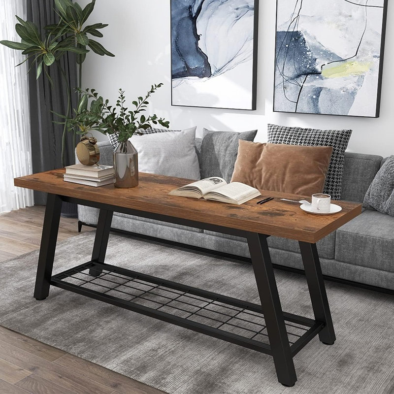 Banc de rangement en bois rustique industriel