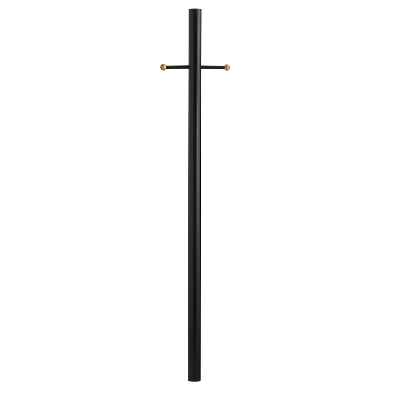 7ft Direct Burial Post with Ladder Rest, Photo Cell & Ground Outlet - Textured Black