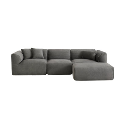 U_Style Luxury living room double-needle cut sofa, 4-seater with pure sponge seat cushions and a detachable footstool, includes 3 throw pillows. Ideal for living rooms, apartments, and more.