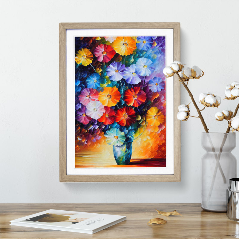 Vase Of Flowers No.1 - Wall Art, 48cm H x 36cm W, Oak Picture Frame, White