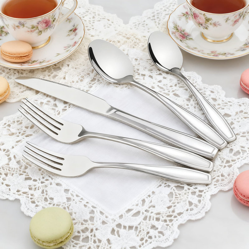 80-Piece Stainless Steel Flatware Set, Service For 16 Includes Dinner Fork, Knife, Spoon, Teaspoon & Salad Fork, Durable Modern Silverware For Home Or Restaurant Use