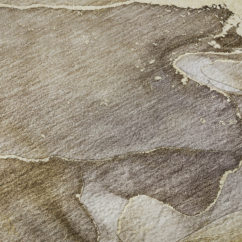 Taupe and Gold Abstract 5' x 7' Washable Synthetic Rug
