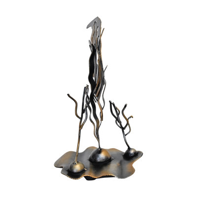 STEEL IDOL FISH TABLE SCULPTURE