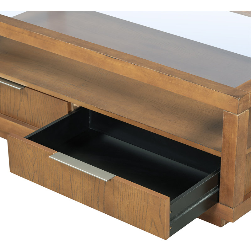 Table basse à dessus en verre, Brun