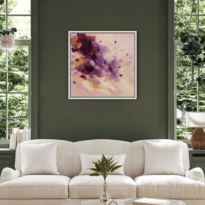 Framed Canvas Wall Art Abstract Print for Living Room Decor, 16.8" H x 16.8" W, Framed Print without Mat, White