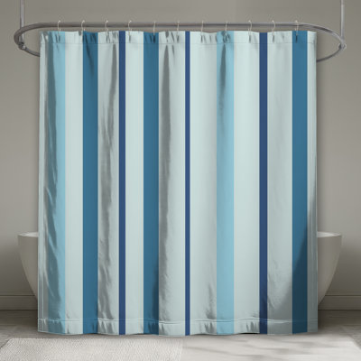 Blue Vertical Stripes Shower Curtains Extra Long