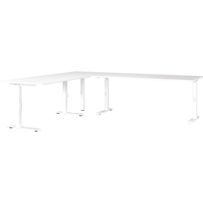 Mastandrea Adjustable Height L-Shaped Standing Desk, 91cm H x 260cm W x 220cm D, White