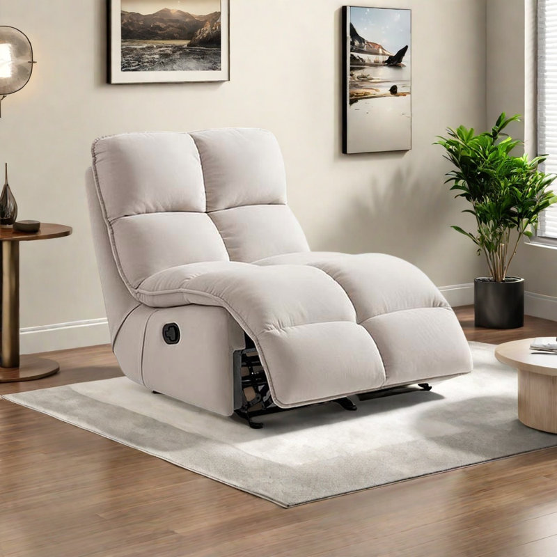 Fauteuil inclinable confortable sans accoudoirs, Blanc cassé