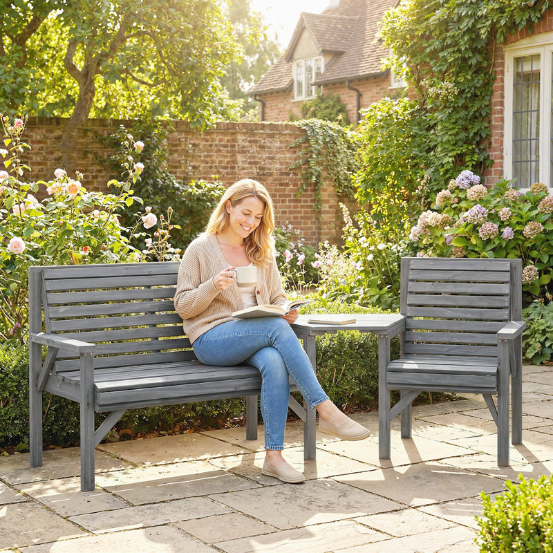 Garden Leisure Chair Set, Grey Embossed