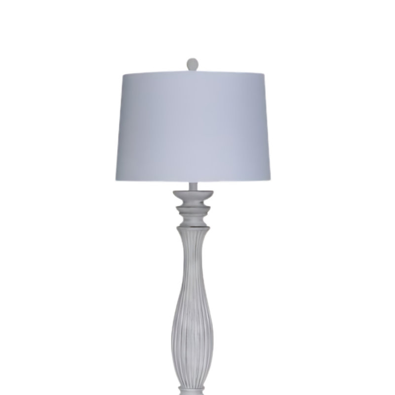 Lampe sur pied en polyrésine blanc vieilli 63 po - fini noir patiné, Blanc