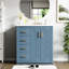 Meuble-lavabo en céramique 30 po. Bois massif et fabrication. Tiroir dissimulé. Meuble-lavabo Indigo Et beaucoup d'espace de rangement. Conception élégante. Finition. Essentiel-161118874