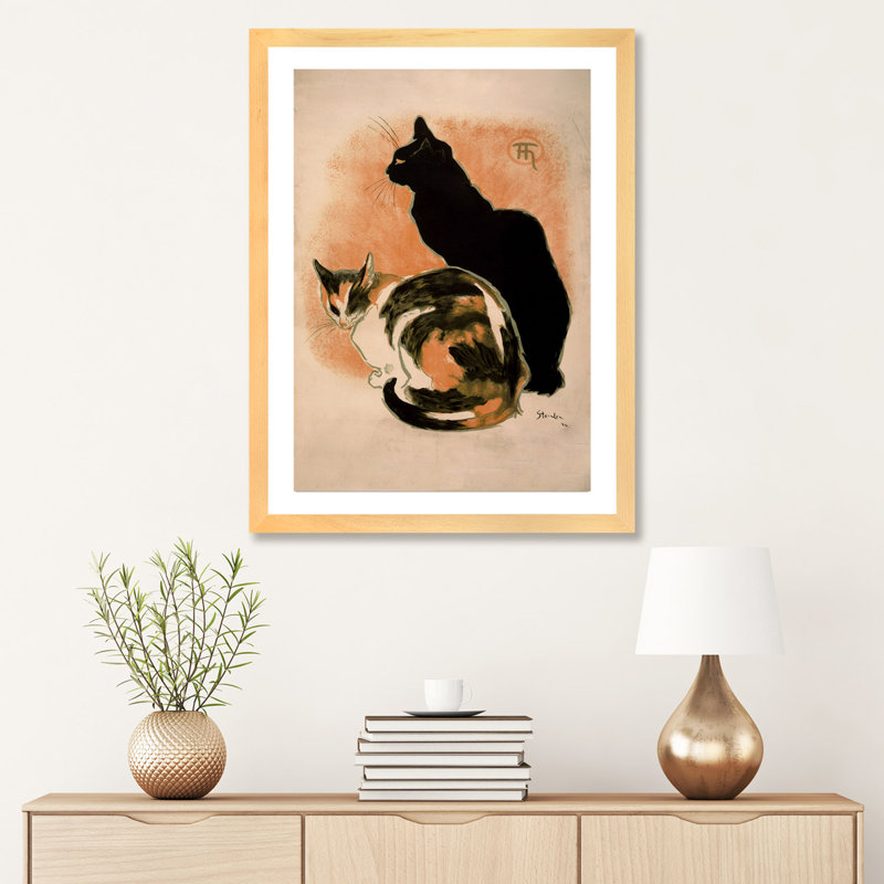 «Steinlen, Twocat» par Vintage Apple Collection - impression d'art graphique, Cadre papier naturel