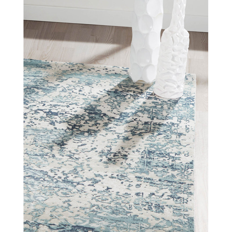Tapis bleu Delphine, Rectangle 5 pi 1 po x 7 pi 7 po