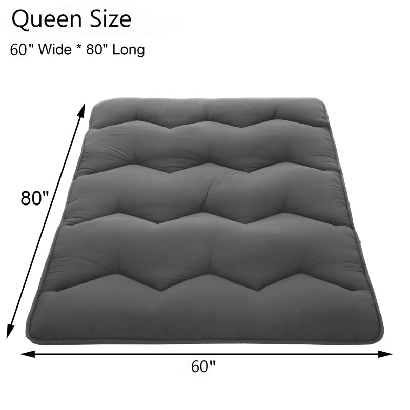 Matelas de futon pliable japonais, Gris, Grand lit