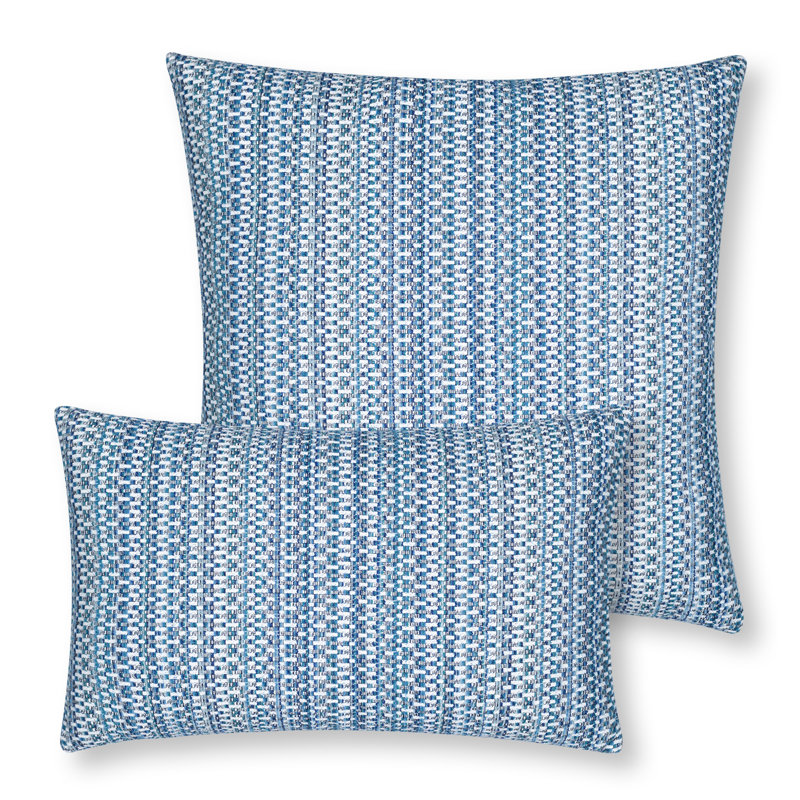 Kaleidoscope Indoor/Outdoor Pillow Cover & Insert, Indigo, 12" x 20", Rectangular