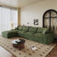 Canapé modulaire en velours côtelé de 135 po avec structure double couche et coussins de siège amovibles-1149243709