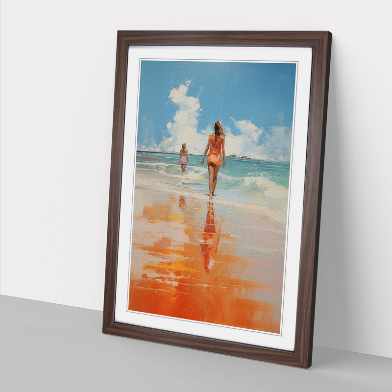 Beach Gestural Art - Framed Print, Walnut Framed, 64cm H x 46cm W x 2cm D