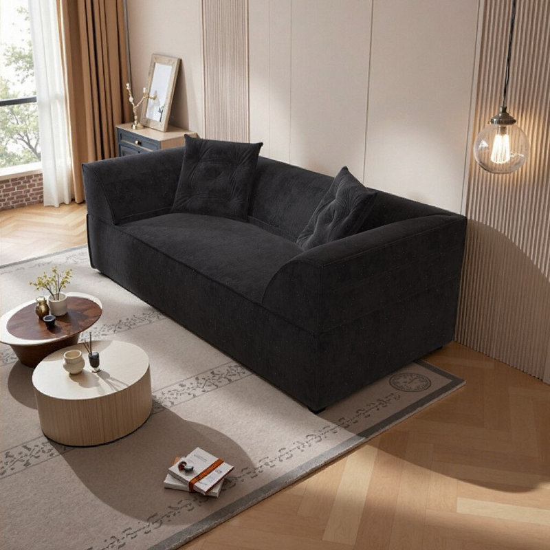 Canapé-lit convertible 3-en-1 avec tissu chenille étincelant - confort d'assise profond, assemblage nul!, Noir