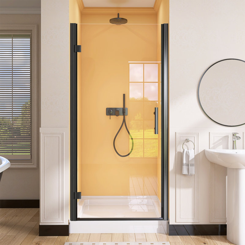 Pivot Shower Doors 34" -35.25" W x 72" H Door Frameless Pivot Swing Shower Door with Tempered Glass, Right Opening