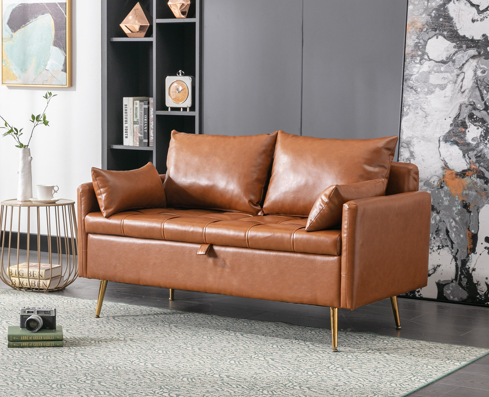 Mercer41 52.75'' Faux Leather Loveseat | Wayfair