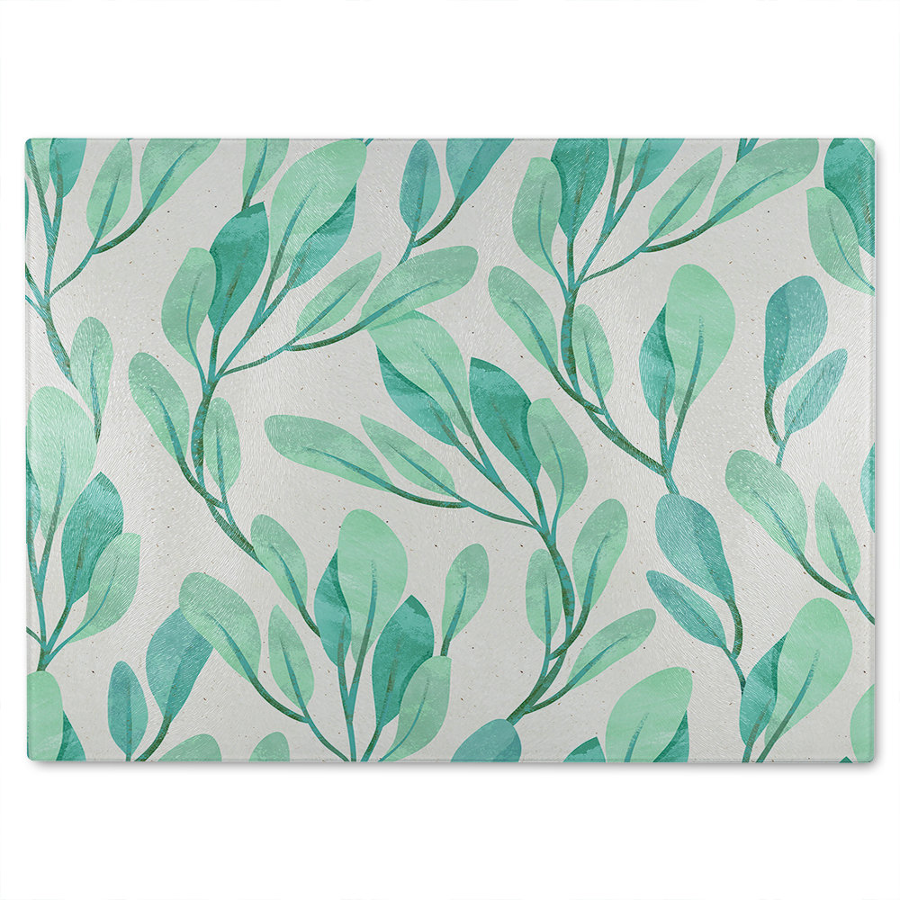 Watercolor Botanical Glass Chopping Board