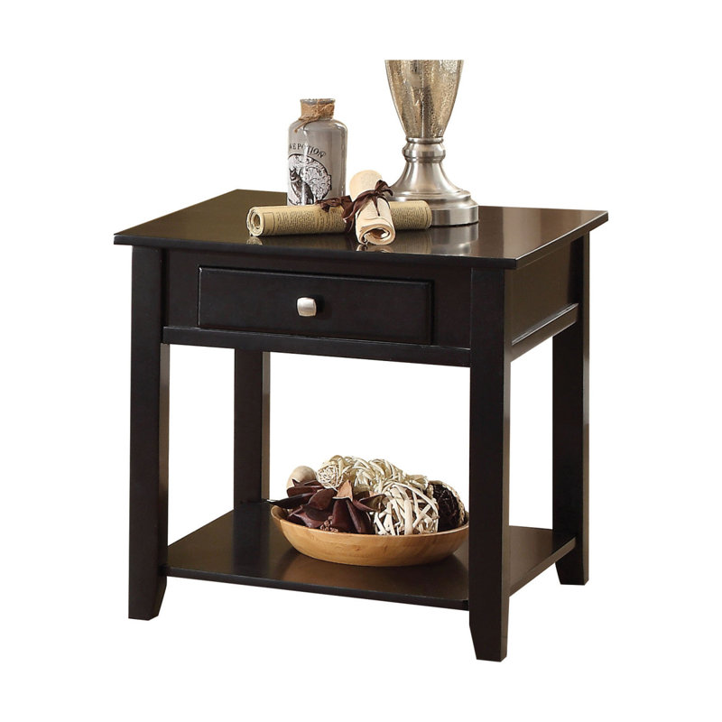 Table de bout noire avec tablette inférieure