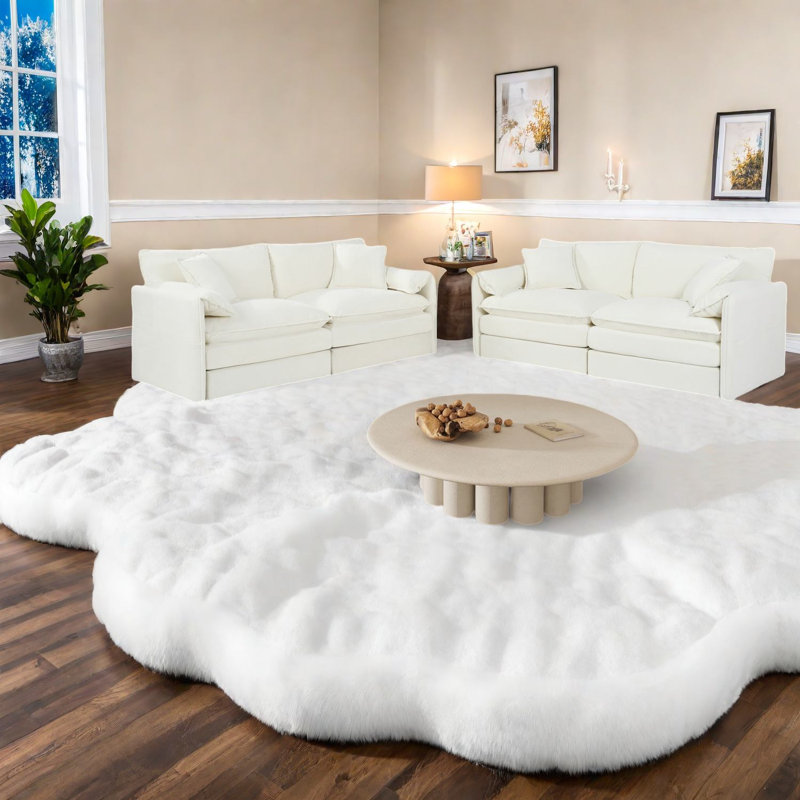Ensemble de canapés luxueux en chenille moderne avec coussins pour le salon