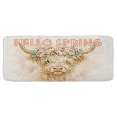 Tapis de cuisine Highland Cow, thème High Spring Beige Highland Cow
