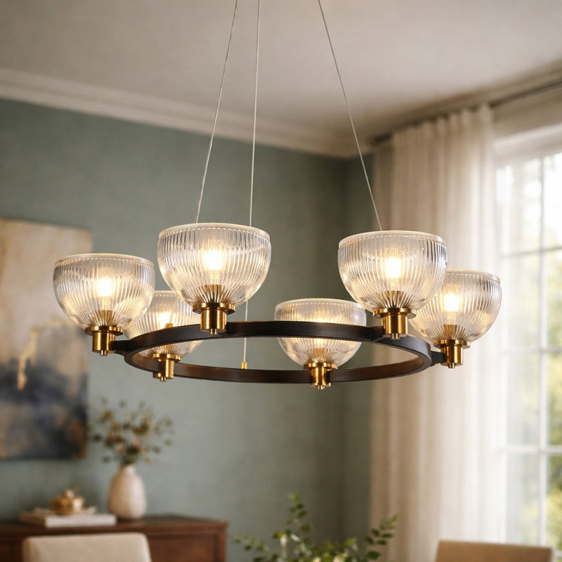 Grand lustre à intensité variable 6 lumières de 30,9 pouces de largeur Ulah