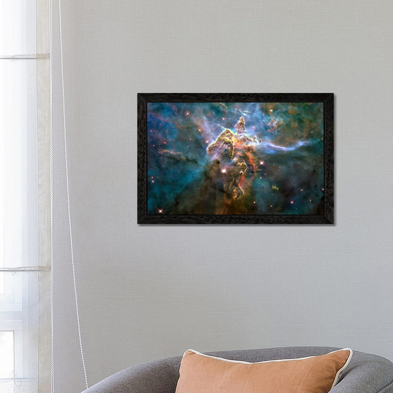 Mystic Mountain In Carina Nebula (Hubble Space Telescope) - Floater Frame Print on Canvas, Black Framed Canvas